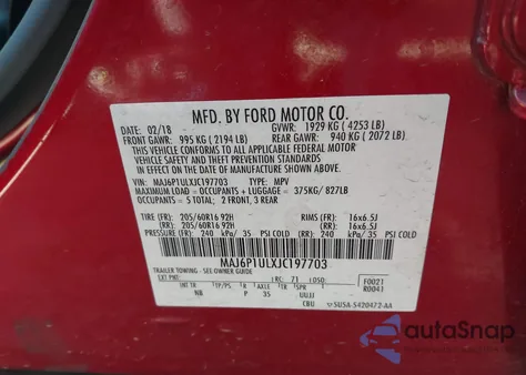 2018 Ford Ecosport Se из США, поврежденный, VIN MAJ6P1ULXJC197703